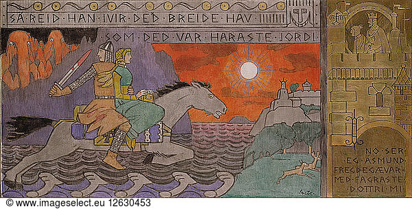 Åsmund and the Princess riding Home. Artist: Munthe  Gerhard (1849-1929)