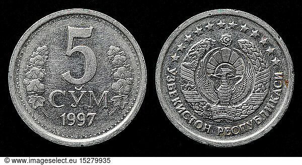 5 Som coin  Uzbekistan  1997