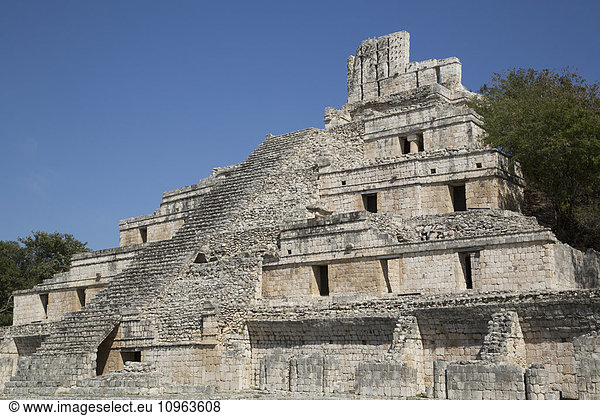 'Structure of Five Floors (Pisos)  Edzna Mayan archaeological site; Campeche  Mexico'