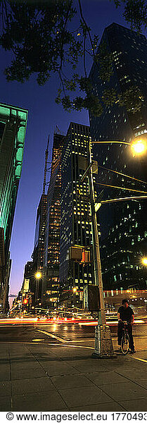 6Th Avenue (The Avenue Of The Americas) Looking South At Dusk  Midtown Manhattan.