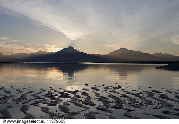 'Tidal flats at sunset; Homer  Alaska  United States of America'