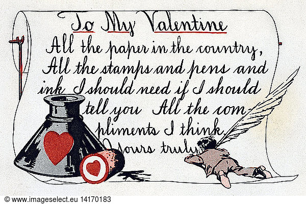'''To My Valentine''  Valentine Card  1919'