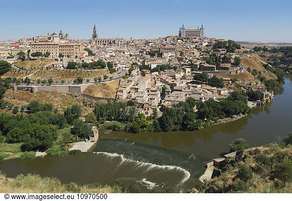 'Toledo skyline and Alcazar; Toledo  Castile-La Mancha  Spain'