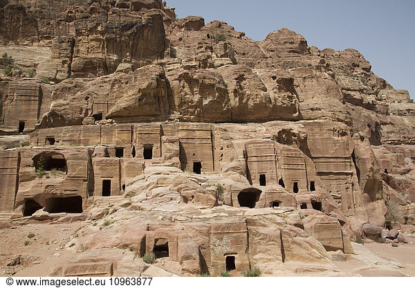 'Tombs in the Wadi Musa area  dates 50 BC to 50 AD; Petra  Jordan'