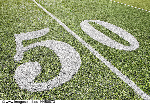 50 Yard Line On Football Field