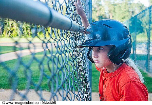 10 year old girl the batter on the little league team