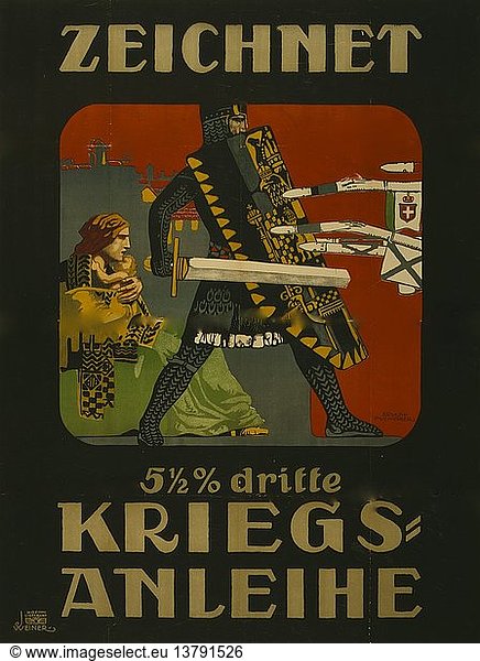'Zeichnet Kriegsanleihe; Subscribe to the 5 1/2 % Third War Loan. 1915'