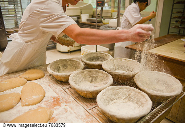 A baker prepares dough ready to be made into bread  Tours  Indre-et-Loire  France  Europe