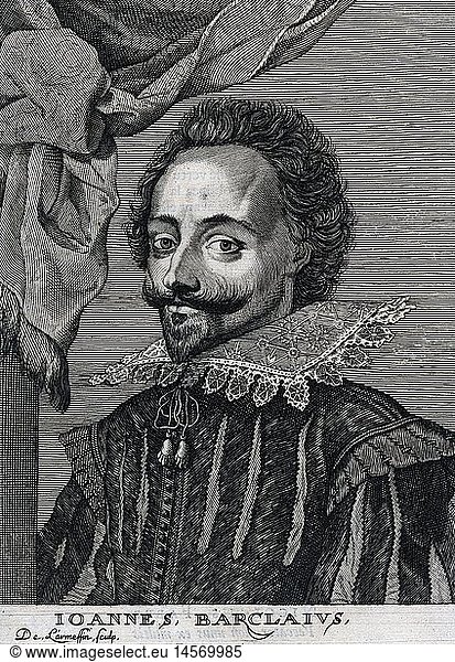 A4  Barclay  Jean  28.1.1582 - 12.8.1621  franz. Gelehrter  Portrait  Kupferstich von Nicolas de Larmessin (1640-1725)