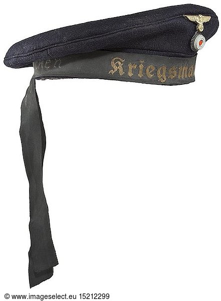 A blue cap for enlisted men/mates of the Kriegsmarine private purchase piece historic  historical  navy  naval forces  military  militaria  branch of service  branches of service  armed forces  armed service  object  objects  stills  clipping  clippings  cut out  cut-out  cut-outs  20th century