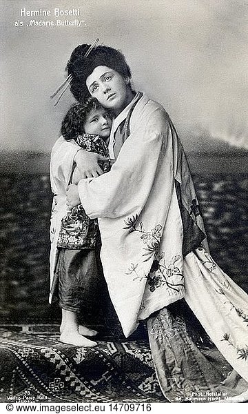 A4  Bosetti  Hermine  28.9.1875 - 1.5.1936  Ã¶ster. SÃ¤ngerin (Sopran)  Ganzfigur  als 'Cho-Cho-San' in der Oper 'Madame Butterfly' von Giacomo Puccini  Fotopostkarte  Verlag Percy Hein  MÃ¼nchen  um 1905