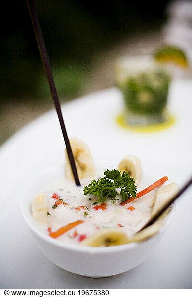 A bowl of ceviche  a local seafood dish.