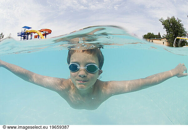 A boy swimming underwater on July 7  2007 in Fort Collins  Colorado.