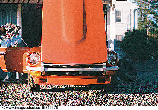 A classic sports car from the seventies captured on film.