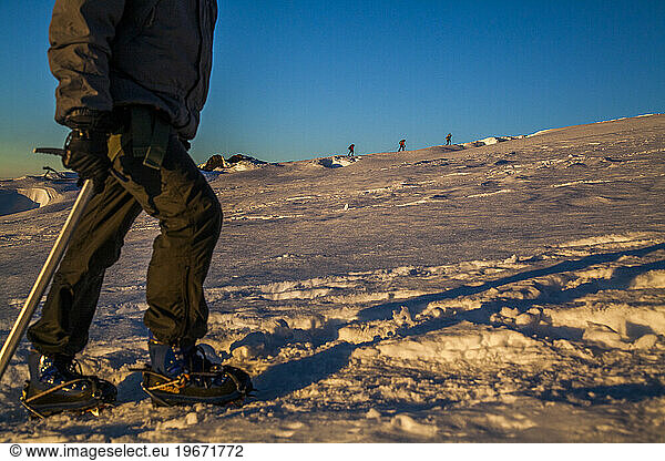 A climber makes his way to the summit of Mount Rainer in Washington.