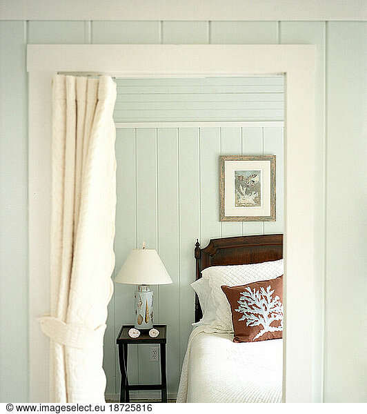 A detail shot of a bedroom at a luxury rental house.