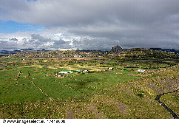 A farm on a sunny day in west fjords  Iceland.