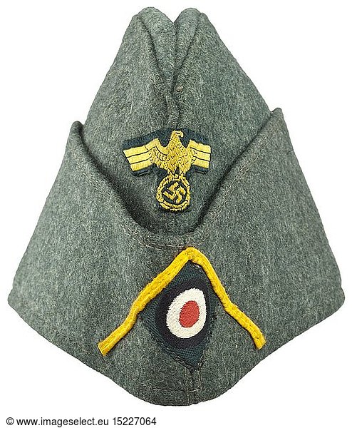 A field-grey side cap for enlisted men/mates of the coastal artillery depot piece from 1940 historic  historical  navy  naval forces  military  militaria  branch of service  branches of service  armed forces  armed service  object  objects  stills  clipping  clippings  cut out  cut-out  cut-outs  20th century