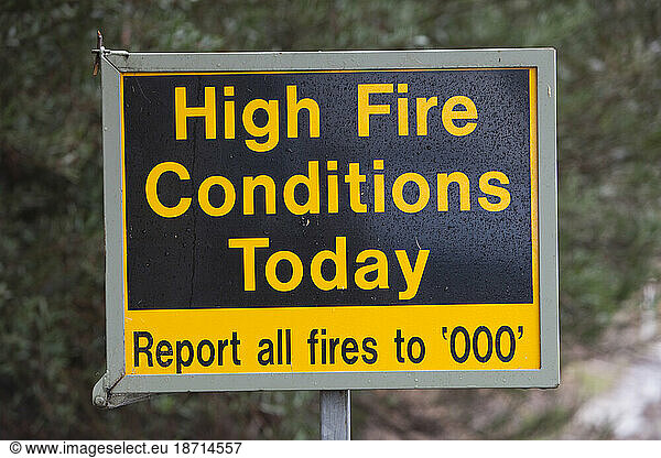 A fire sign in Jindabyne in the Snowy Mountains  Australia.
