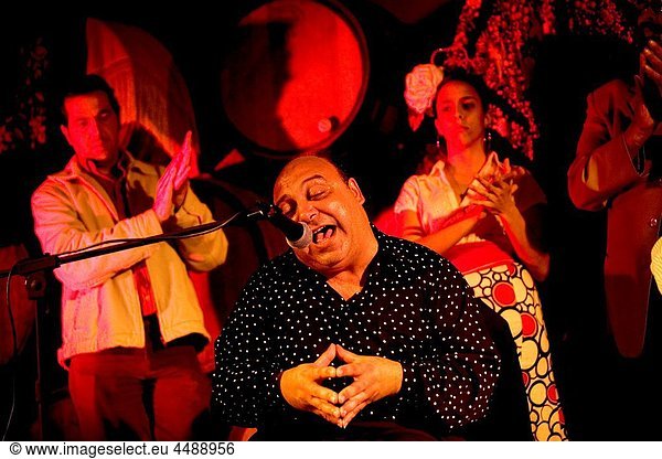 A Flamenco singer  or cantaor sings during a performance in Prado del Rey  Cadiz province  Andalusia  Spain  March 27  2010