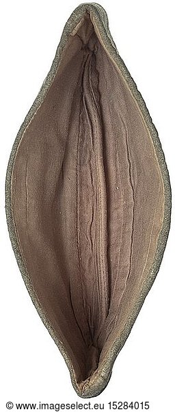 A garrison cap 'Schiffchen' for enlisted men/NCOs of the coastal artillery Depot piece in typical cut for on-board wear  brown inner liner  BeVo weave insignia (the eagle on field-grey and the cockade on dark green ground). An often-used head covering with signs of age. historic  historical  navy  naval forces  military  militaria  branch of service  branches of service  armed forces  armed service  object  objects  stills  clipping  clippings  cut out  cut-out  cut-outs  20th century