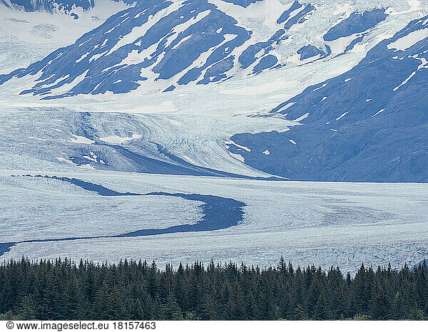 A glacier in Resurrection Bay  gateway to the Kenai Fjords in Kenai Fjords National Park  Alaska  United States of America  North America