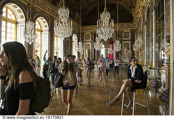 A group of tourists in the Palace of Versailles; Versailles  France