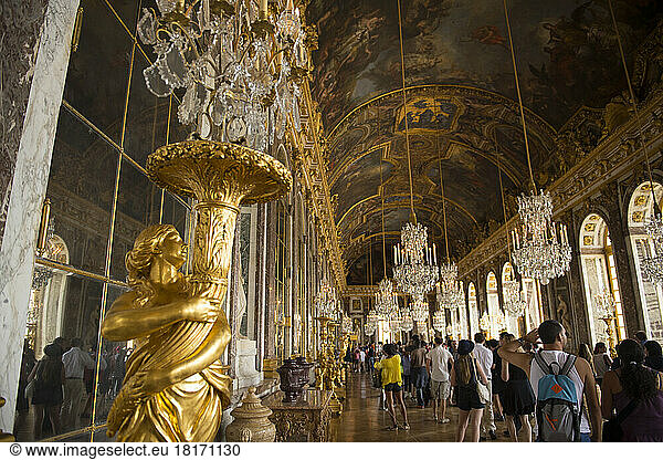 A group of tourists in the Palace of Versailles; Versailles  France