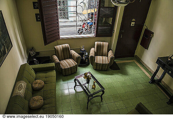 A High Angle View of a Cuban Living Room. Santa Clara  Villa Clara  Cuba