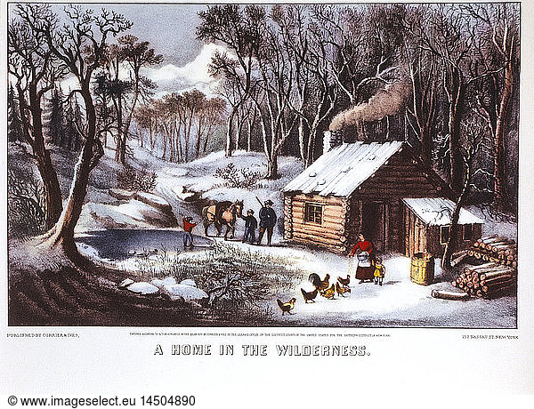A Home in the Wilderness  Lithograph  Currier & Ives  1870