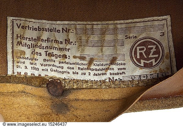 A kepi for members of the then still illegal SA group Ã–sterreich early depot piece with large RZM tag historic  historical  20th century