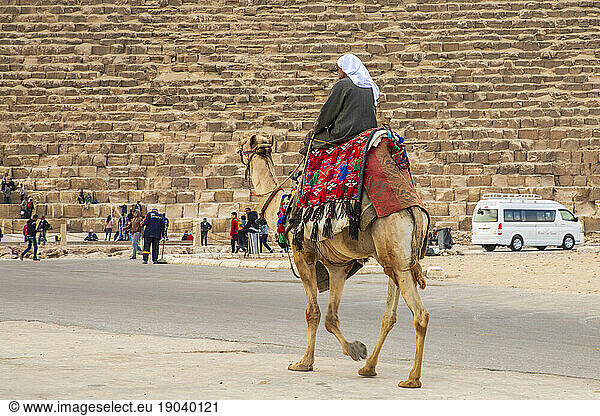 A lone camel rider touting for business at the Pyramids of Giza