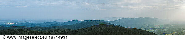A panoramic view overlooking a wide mountain range in Virginia.