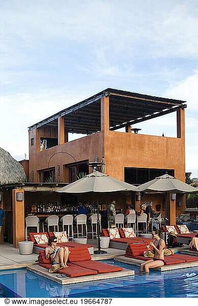 A pool scene at a resort in Pescadero  Mexico