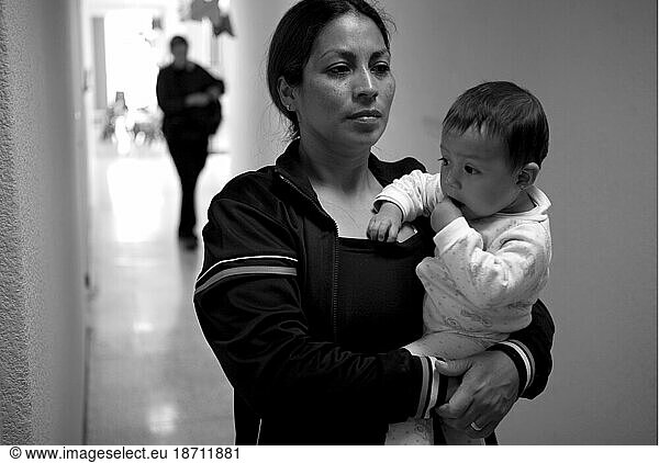 A prison mother leaves the prison daycare center with her baby inside a female penitentiary in Mexico  D.F.