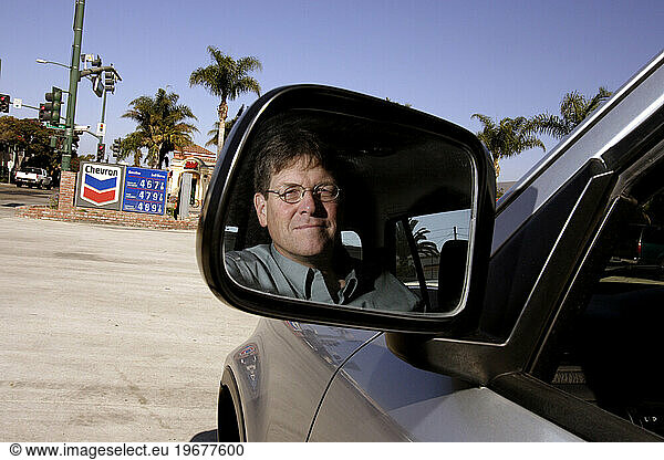 A professor at a gas station in Ventura  California.