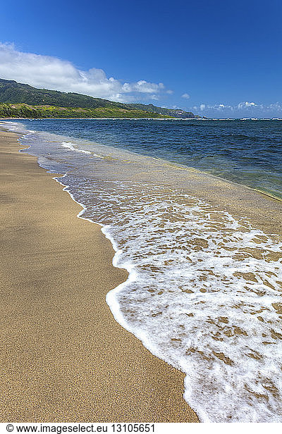 A rarely visited empty golden sand beach on Maui's North shore  Waihee Beach; Maui  Hawaii  United States of America