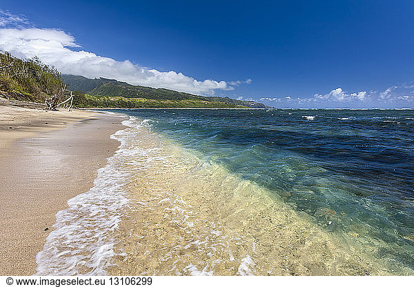 A rarely visited empty golden sand beach on Maui's North shore  Waihee Beach; Maui  Hawaii  United States of America