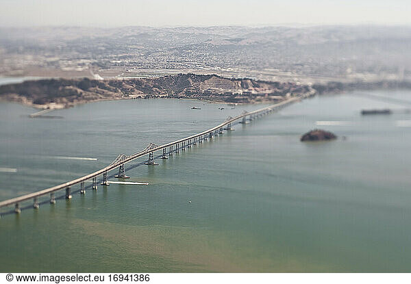 A road bridge and coastline of California