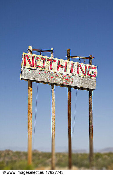 A roadsign for Nothing  Arizona.