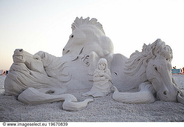 A sand sculpture on the beach during a competition in Siesta Key  FL.