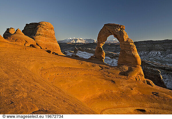 A sandstone rock arch  Moab  Utah.