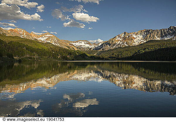 A scenic mountain lake.