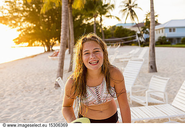 A teenage girl at the beach
