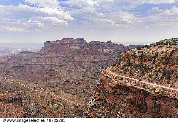 A view of Shafer canyon and White rim road from Shafer canyon overlook