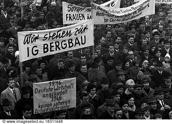 A wave of outrage swept the Ruhr area when the Hansa mine was closed  here during demonstrations in Dortmund-Huckarde  Germany  on 21 October 1967  Europe