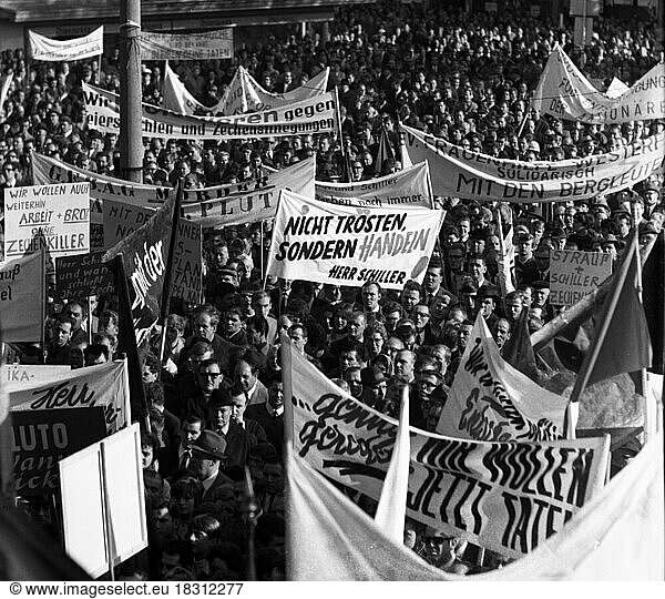 A wave of outrage swept the Ruhr area when the Hansa mine was closed  here during demonstrations in Dortmund-Huckarde  Germany  on 21 October 1967  Europe
