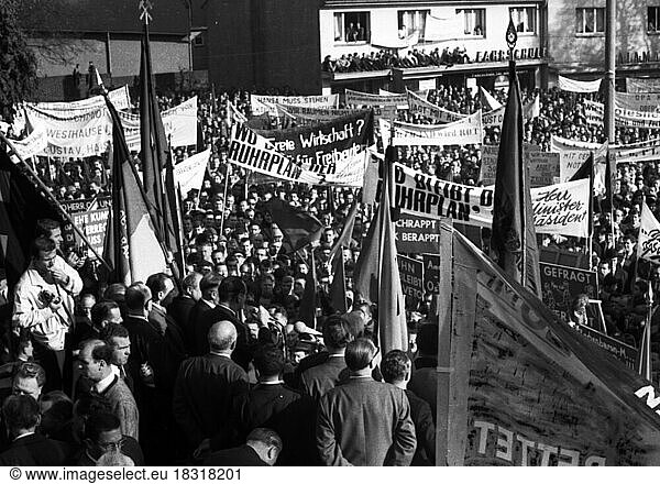 A wave of outrage swept the Ruhr area when the Hansa mine was closed  here during demonstrations in Dortmund-Huckarde  Germany  on 21 October 1967  Europe