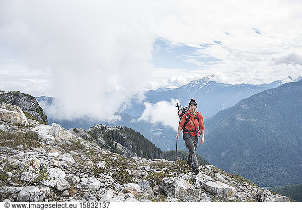 A woman hiking in North Cascades National Park.