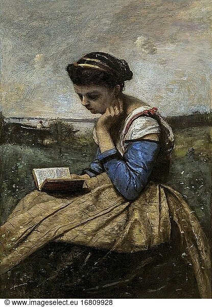 A Woman Reading  Camille Corot  1869-1870  Metropolitan Museum of Art  Manhattan  New York City  USA  North America.